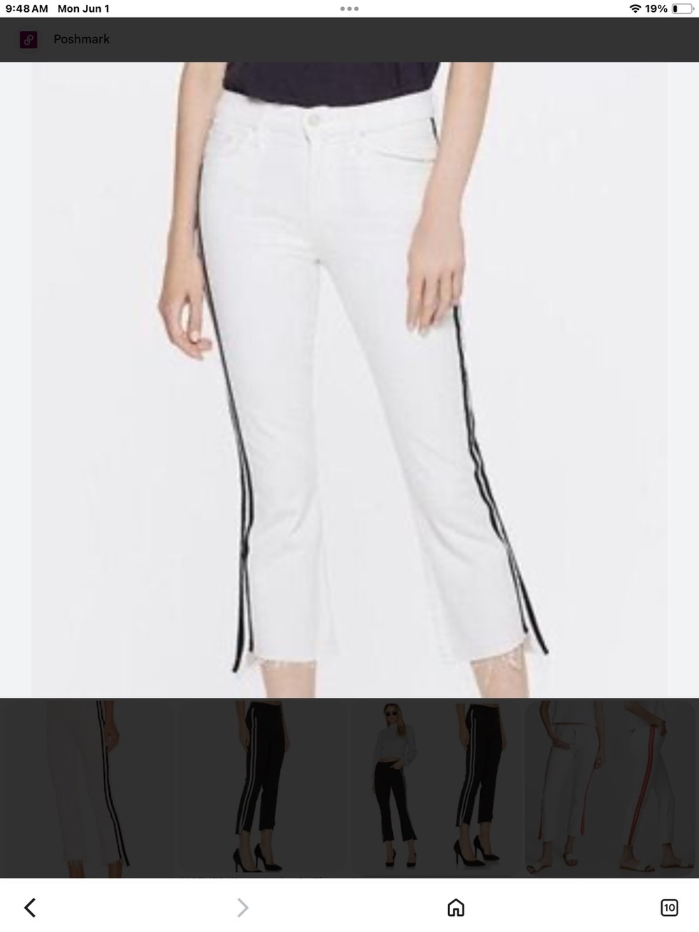 Liverpool White Cropped Flare Jeans with Black Side Stripe - Women